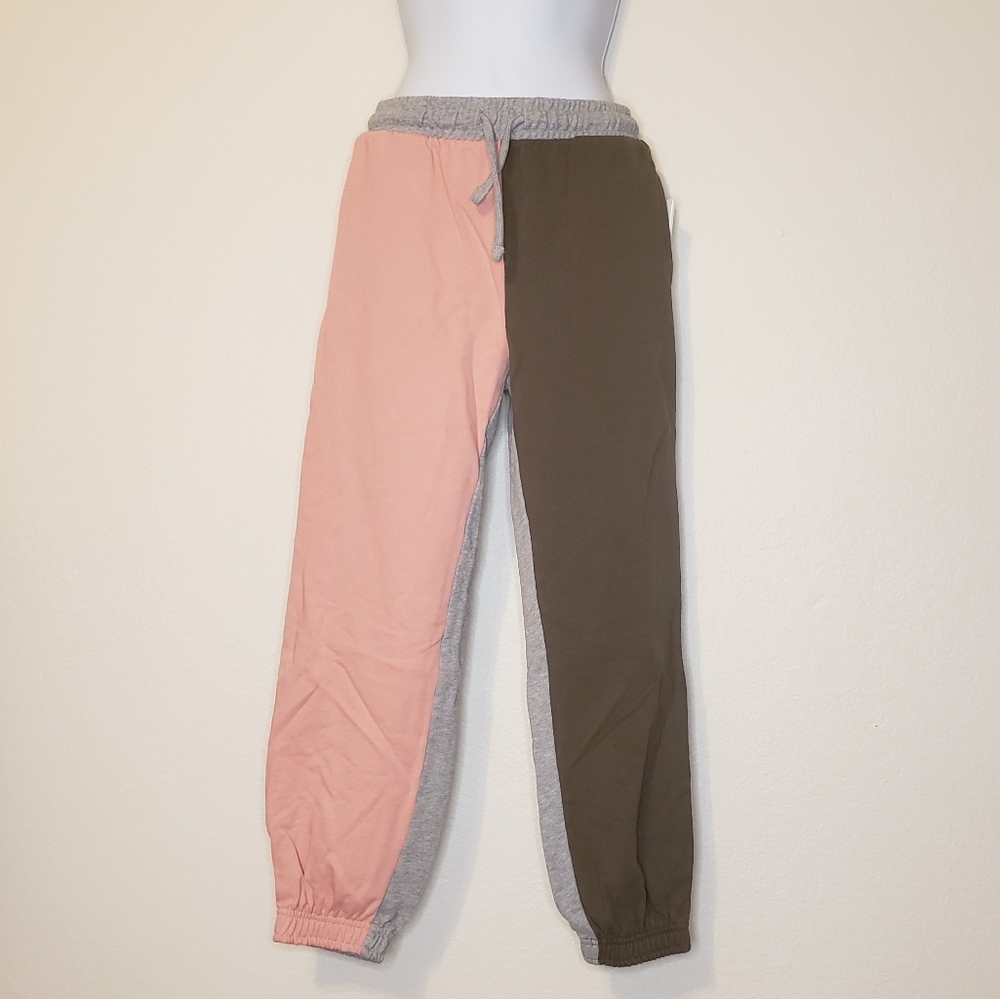 Treasure and Bond Kids Olive Sarma Drawstring Color Block Sweatpants M (8/10)